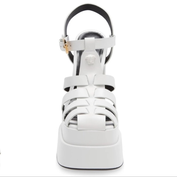 Versace La Medusa White Platform Sandal Heels - Picture 3 of 16